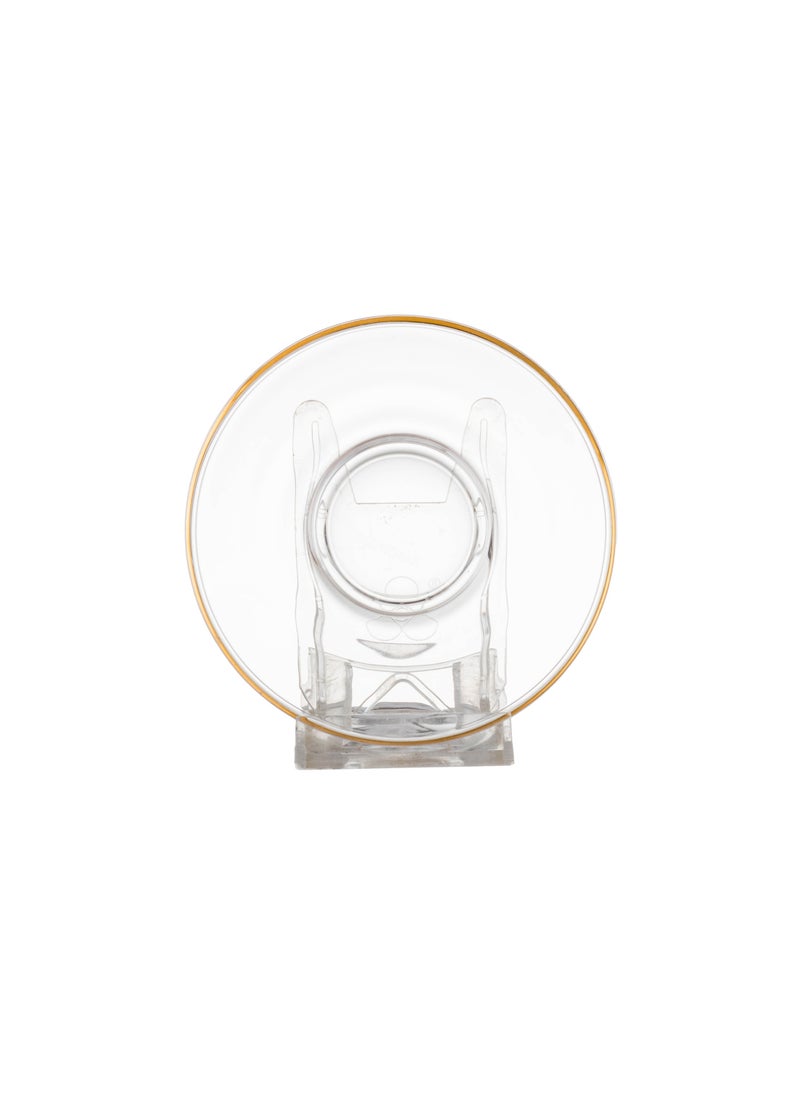 Blinkmax 6 Clear Glass Tea Saucers with Gold Line  - Image 3