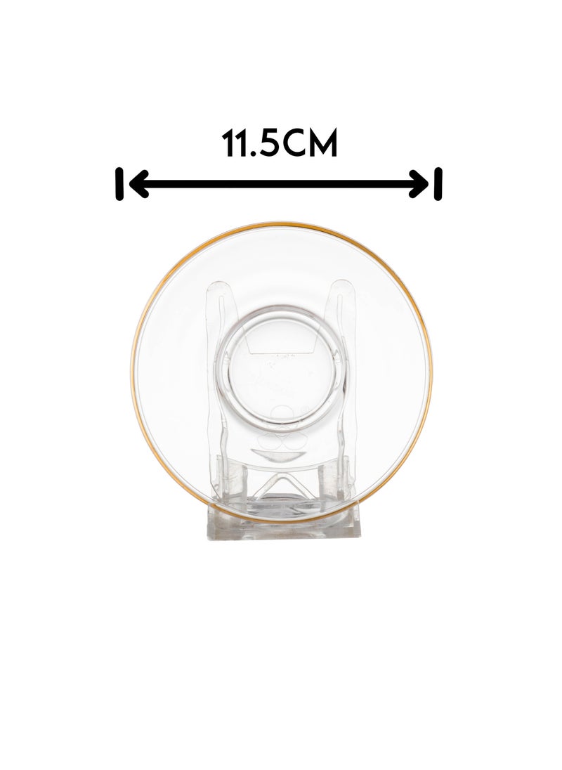 Blinkmax 6 Clear Glass Tea Saucers with Gold Line  - Image 4