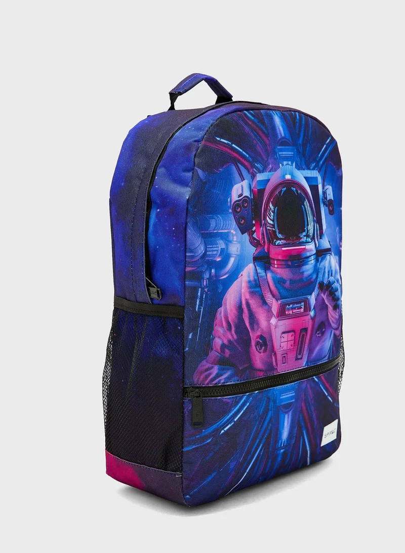 Spiral Astronaut Printed Backpack