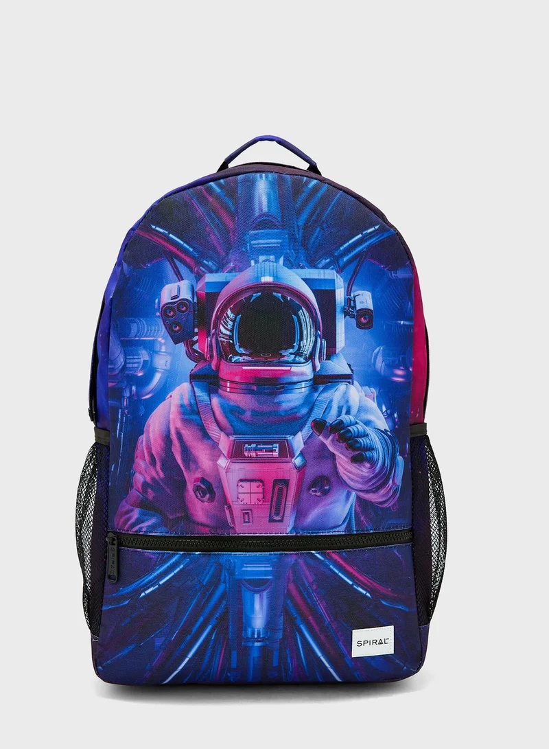 Spiral Astronaut Printed Backpack