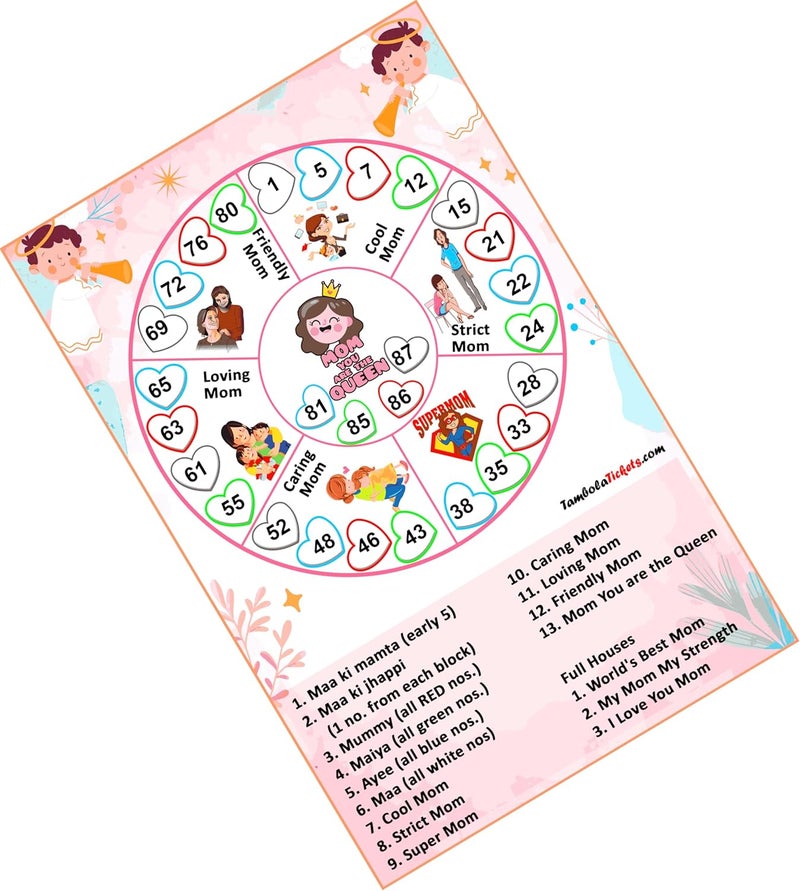 TambolaTickets.com TambolaTicketscomMaa Ki Mamta Mothers Day Special tambola Tickets Bingo housie lotto Printed on Hard Sheet Big Size Tickets 24 Cards 