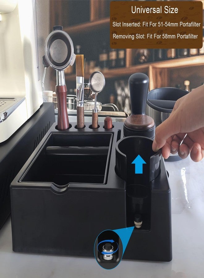 DELERKE Espresso tamping station knock box,tamper station,Espresso station fit for storage 51-58mm tamper,distributor,portafilter,puck screen accessories,9 in 1 espresso knock box and tamper station - Image 4