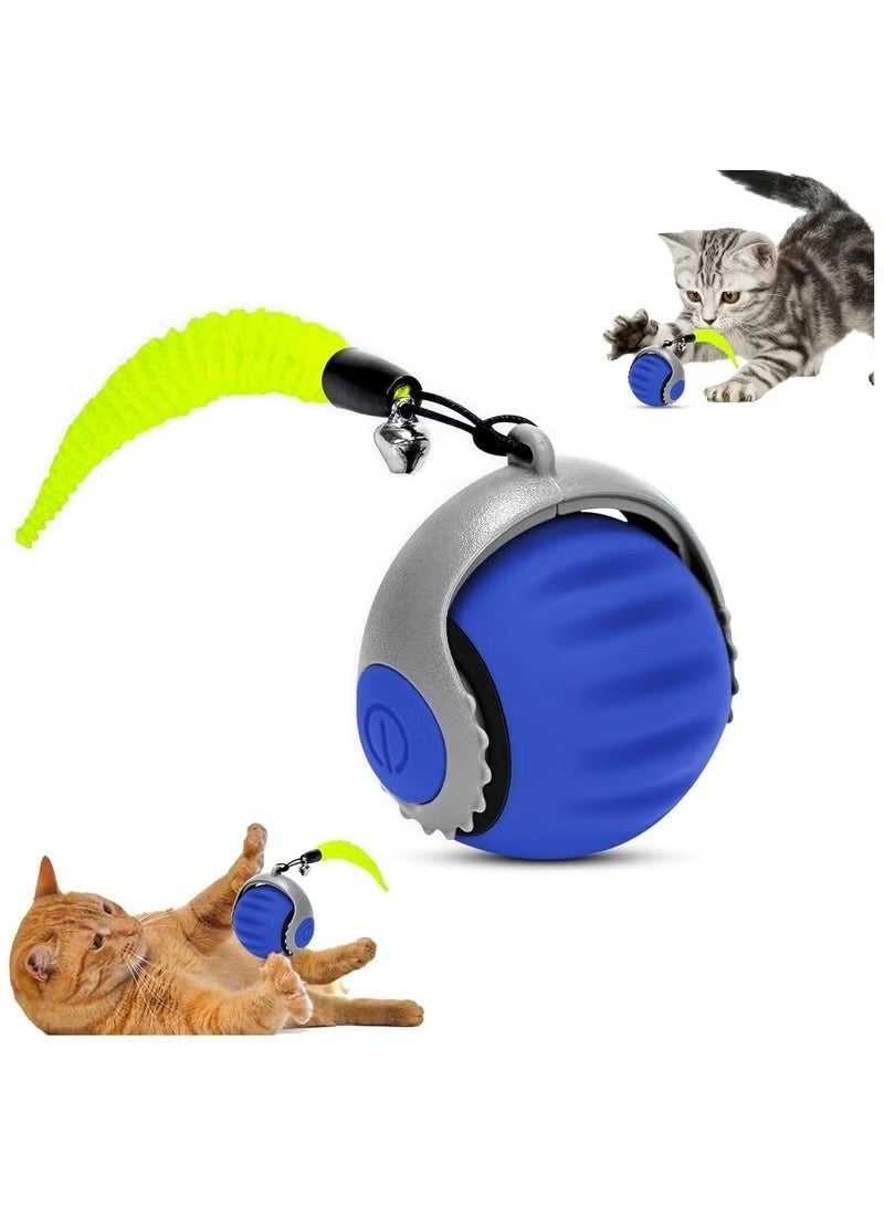 Automatic Cat Toy Ball - Interactive Smart 360° Rotating Ball for Indoor Cats, USB Charging Quiet Kitten Toy, Intelligent Moving Ball Puzzle for Boredom Relief, Fun Gift for Adult Cats & Kittens (Blue) - Image 1