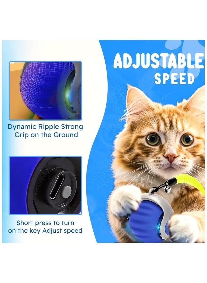 Automatic Cat Toy Ball - Interactive Smart 360° Rotating Ball for Indoor Cats, USB Charging Quiet Kitten Toy, Intelligent Moving Ball Puzzle for Boredom Relief, Fun Gift for Adult Cats & Kittens (Blue) - Image 2