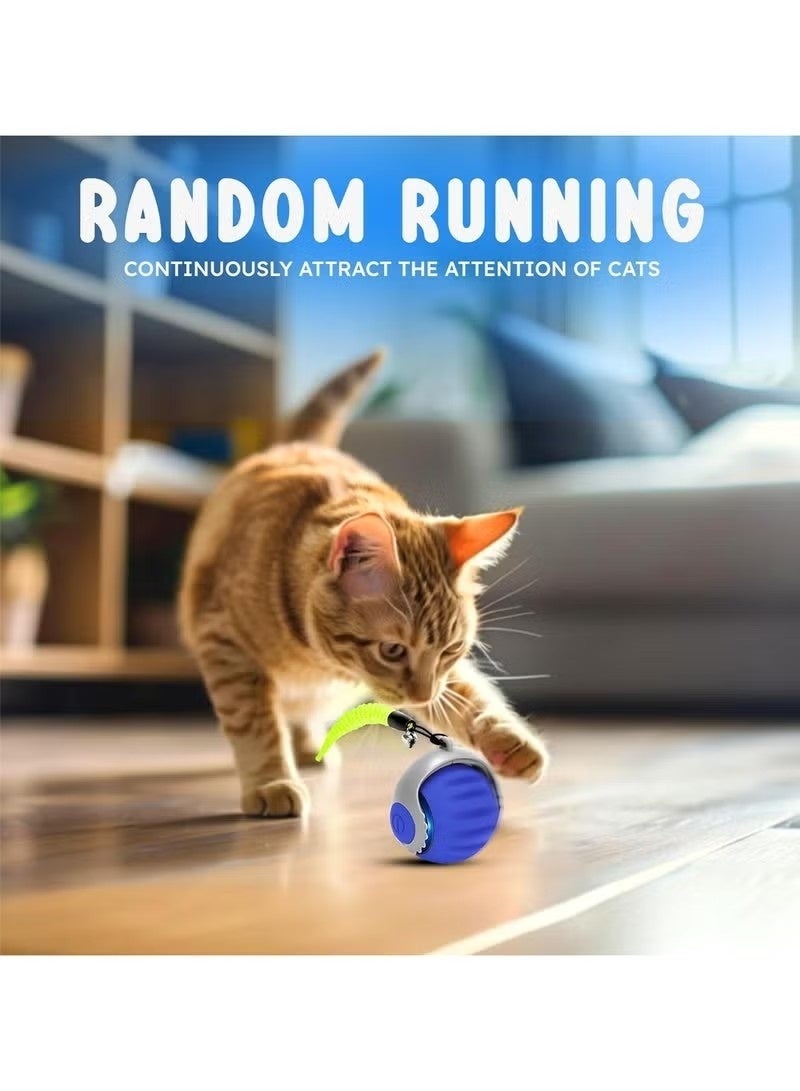 Automatic Cat Toy Ball - Interactive Smart 360° Rotating Ball for Indoor Cats, USB Charging Quiet Kitten Toy, Intelligent Moving Ball Puzzle for Boredom Relief, Fun Gift for Adult Cats & Kittens (Blue) - Image 4