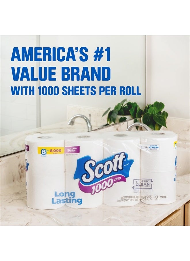Scott - 1000 Trusted Clean Toilet Paper, 32 Rolls, Septic-Safe, 1-Ply Toilet Tissue - Image 1