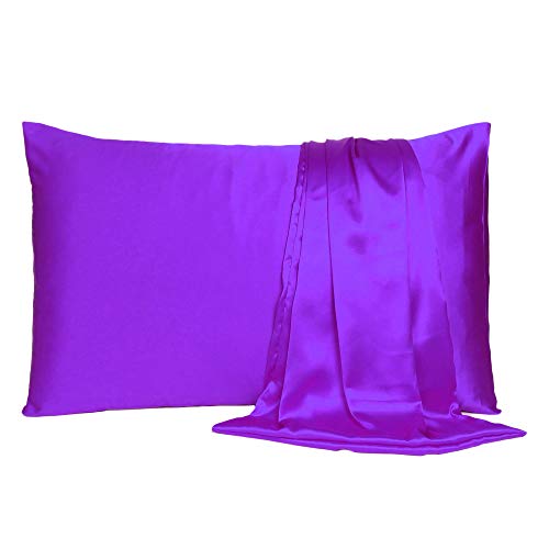 Oussum Satin Pillow case Soft & Comfortable Silk Pillowcase Solid Pillow Cover Single Pcs with Free Scrunchie (Prism Violet, Regular Size (18"x27") - Image 1