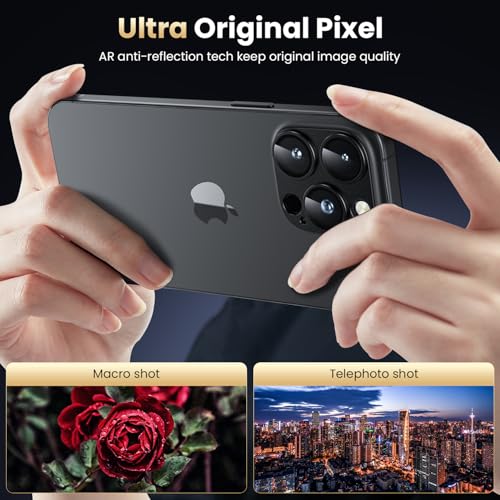 WSKEN for iPhone 16 Pro/iPhone 16 Pro Max Camera Lens Protector, [Military Grade Shatterproof] [Strong Adsorption] Metal Aluminum Alloy Tempered Glass Camera Screen Protector, Black Titanium - Image 2