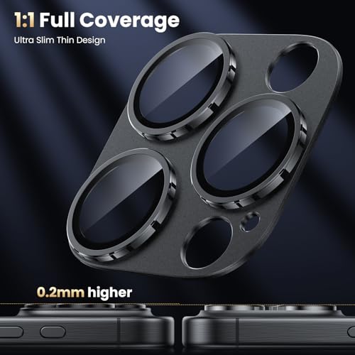 WSKEN for iPhone 16 Pro/iPhone 16 Pro Max Camera Lens Protector, [Military Grade Shatterproof] [Strong Adsorption] Metal Aluminum Alloy Tempered Glass Camera Screen Protector, Black Titanium - Image 4