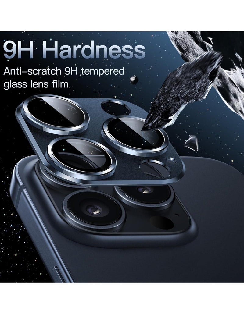Raxoom Camera Lens Protector Compatible With iPhone 15 Pro Max, Full Coverage 9H Tempered Glass Ring Cover, Matte Metal Plate, Case Friendly Anti-Scratch, Dustproof, Lightweight - Image 3