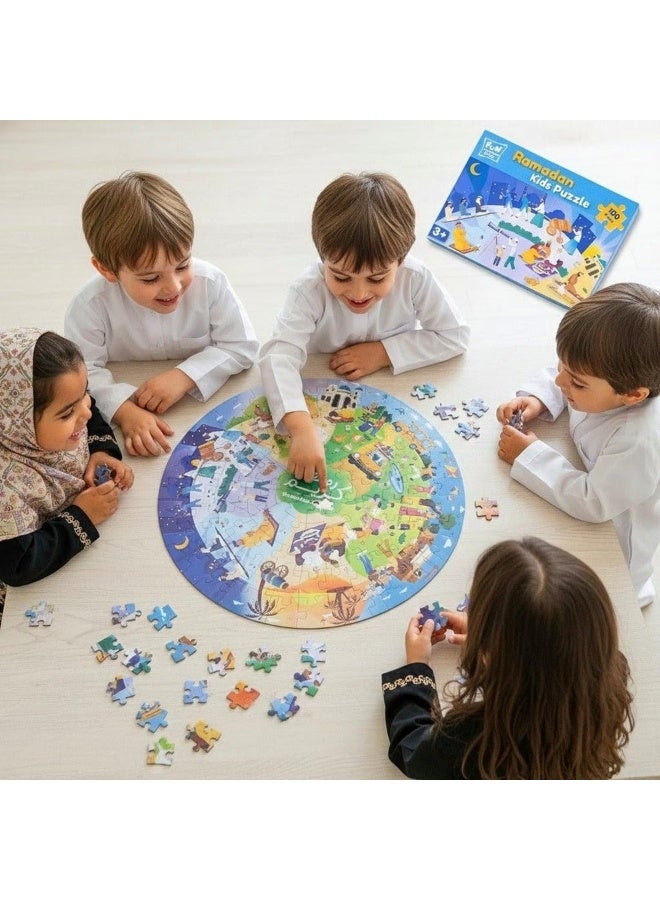 فن ليرنينج ستور بازل رمضان الدائري للأطفال – 100 قطعة | لغز تعليمي بحجم كبير 66 سم - Image 2