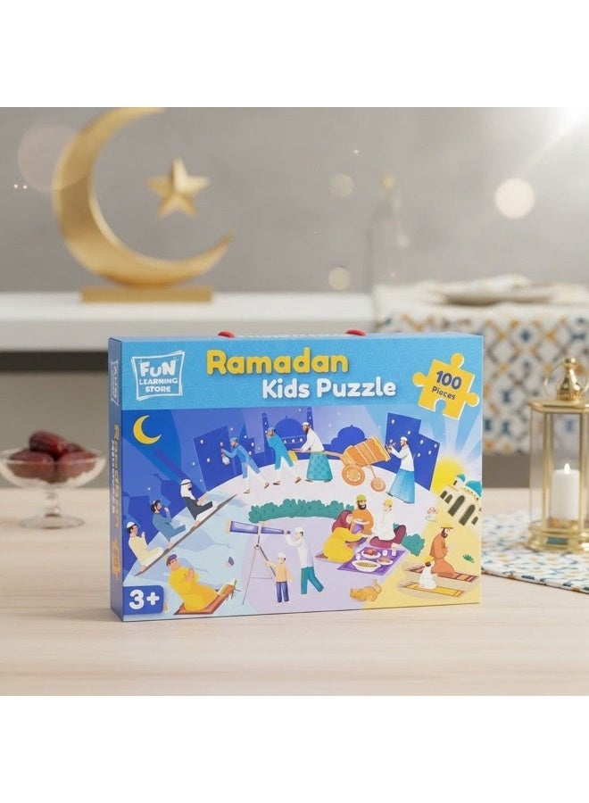 فن ليرنينج ستور بازل رمضان الدائري للأطفال – 100 قطعة | لغز تعليمي بحجم كبير 66 سم - Image 3
