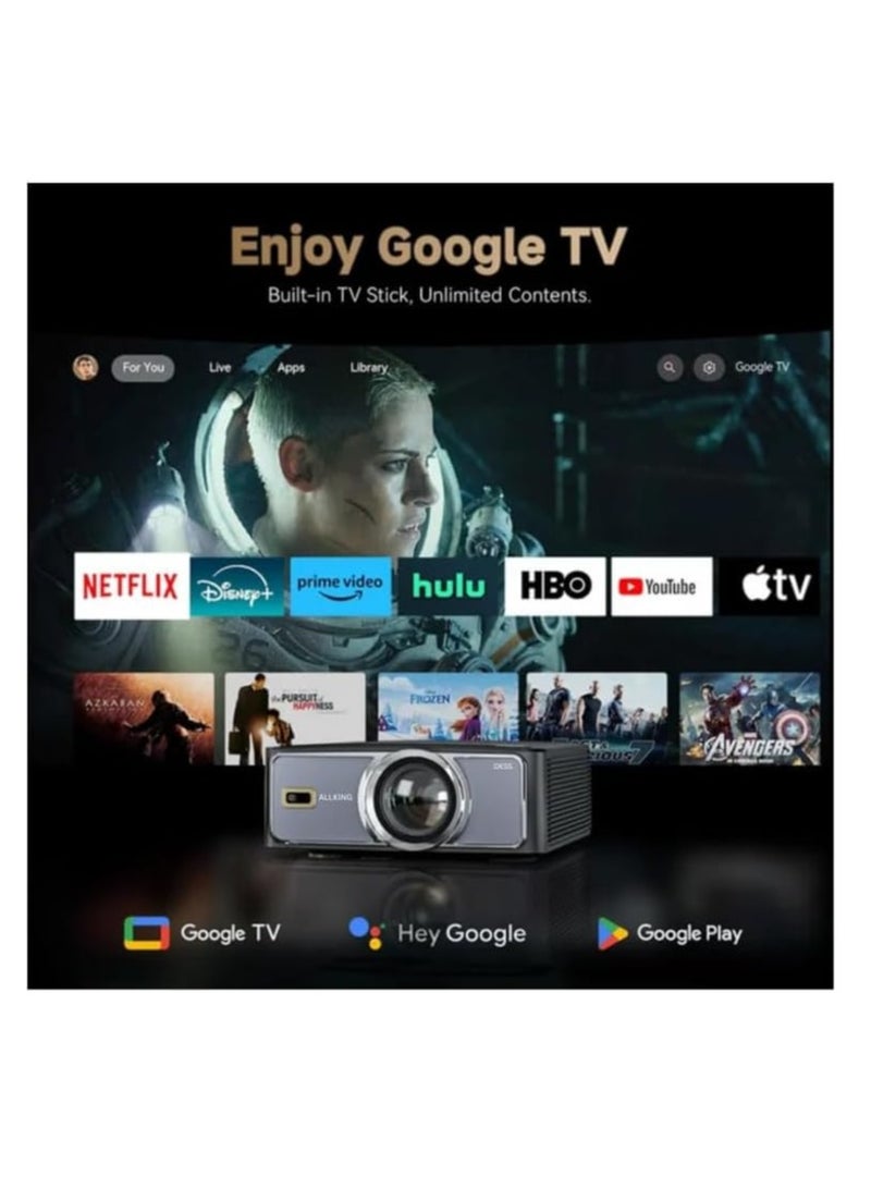 ALLKING DESS, Native 1080P Fully Automatic 4K HDR Projector for Home, Ultra Bright 1500 ANSI, (Intelligent OA + Screen Fit), HDMI ARC, Google TV OS, BT 5.2, Dual-Band WIFI 6, 2GB+32GB  - Image 3