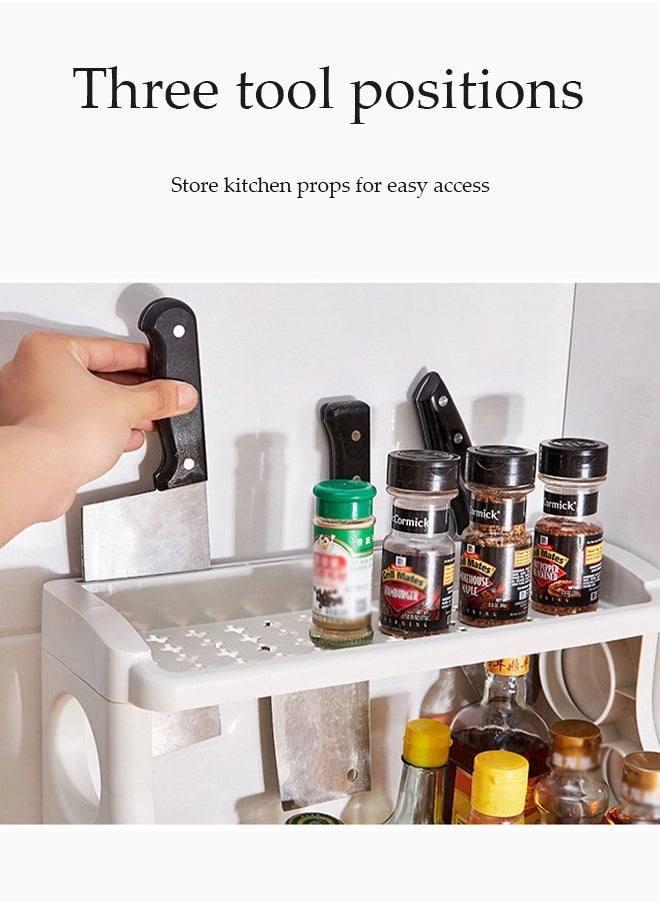 DUNISO Kitchen spice rack, double layer countertop storage rack, multifunctional bathroom storage rack, suitable for storing jars, spice seasoning jars, kitchen supplies, 38 * 24.5 * 31.5cm, gray  - Image 5
