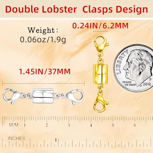 Qulltk Double Lobster Clasp Magnetic Necklace Clasps and Closures 14K Gold and Silver Magnetic Jewelry Clasps Converters for Bracelet Necklaces Extender - Image 2