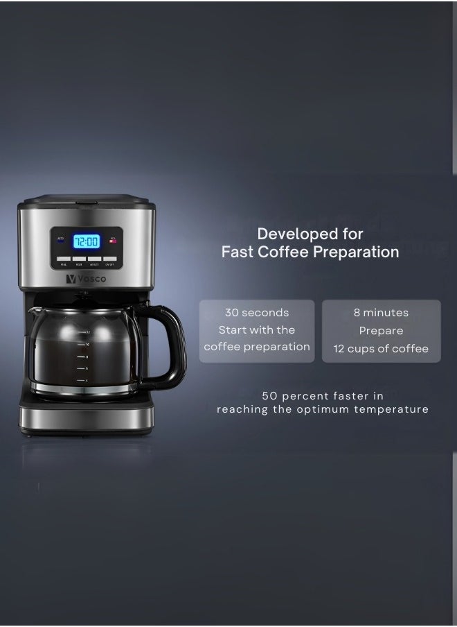Vosco Coffee Maker – Programmable 12-Cup Capacity with 1.5L Thermal Carafe, 950W Power, Auto Shut-Off, and Energy Saving Features for the Perfect Fresh Brew Every Time!  - Image 3