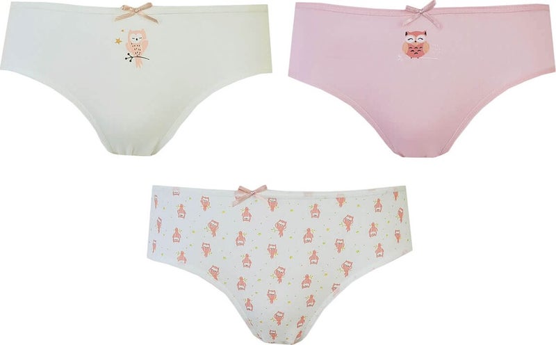 Hepsine Rakip Rivaling All 3-Piece Girl's Panties Cotton Printed Flexible Comfortable Slip 