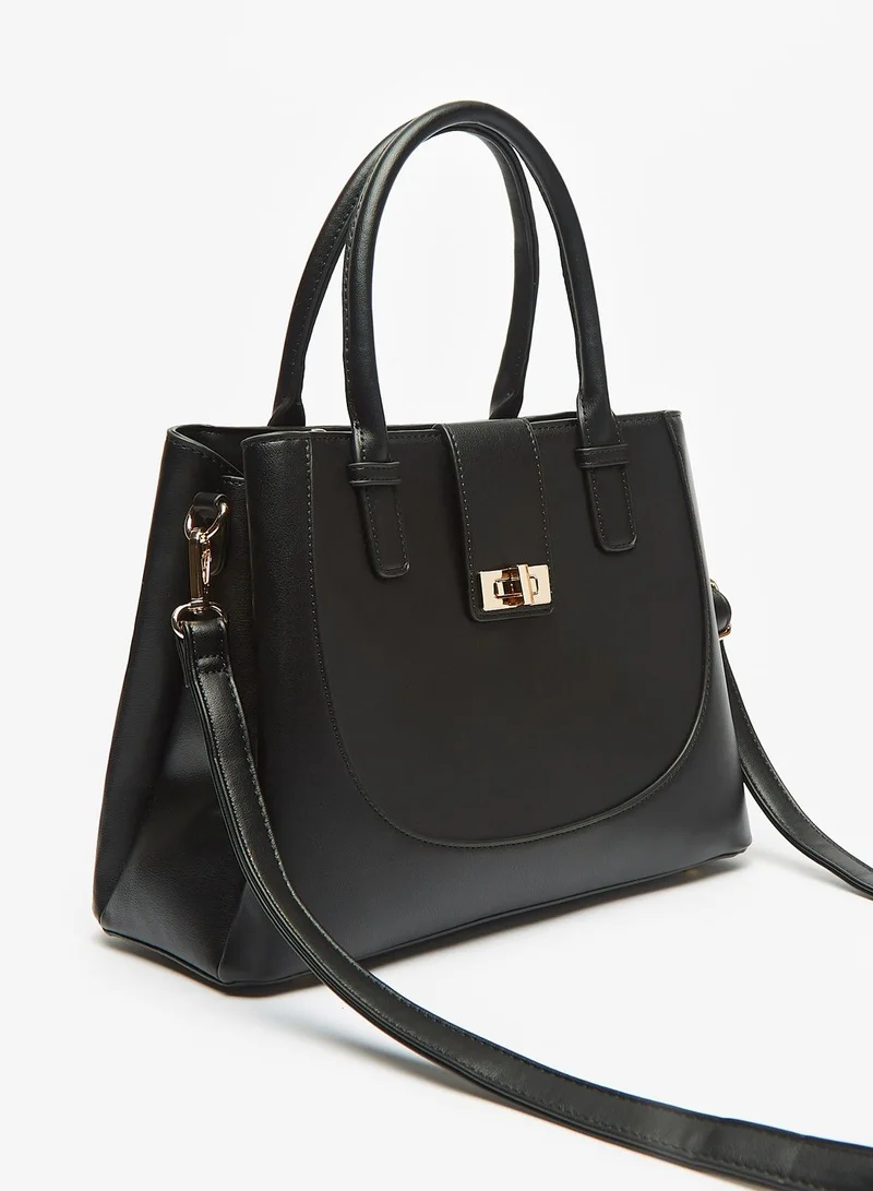 Flora Bella By Shoexpress Solid Tote Bag with Double Handle and Zip Closure