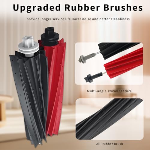 RGkuti Dual Main Brushes Replacement for Roborock S8 MaxV Ultra, S8 Max Ultra, Qrevo Master, Qrevo Slim Robot Vacuum Cleaner, 2Pack Rubber Roller Brushes Accessories Kit Dual Rubber Brushes Replacement Part - Image 2