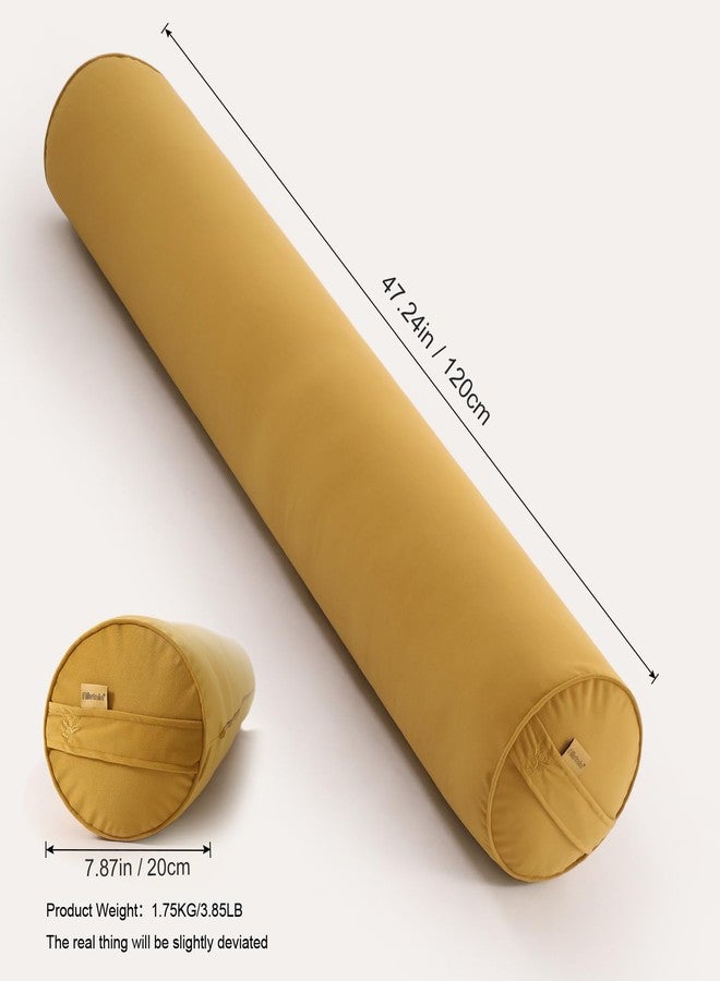 Ailuteie Bolster Pillow for Bed - Long Round Body Pillow for Adults, Cuddle Pillow for Sleeping, Full-Length Support,47.24 x 7.87 Inches,Honey Yellow - Image 2