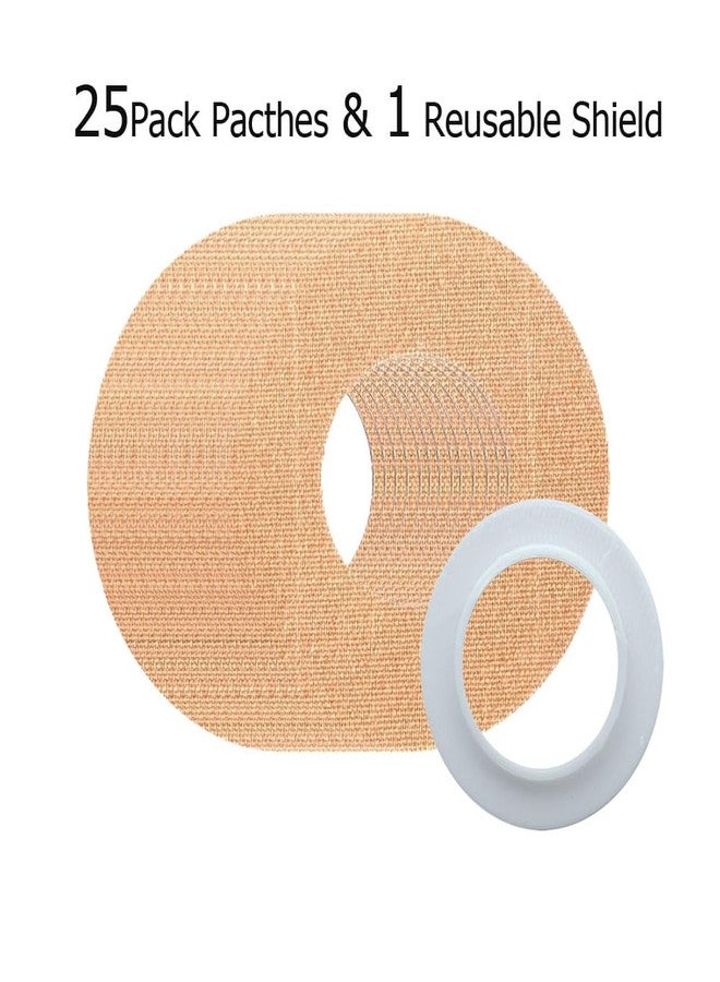 YOYOFOX Libre 2 Sensor Covers with Reusable Plastic Shield,25 Pack Libre 2 Adhesive Patches Sweatproof with Hole (Tan - Image 2