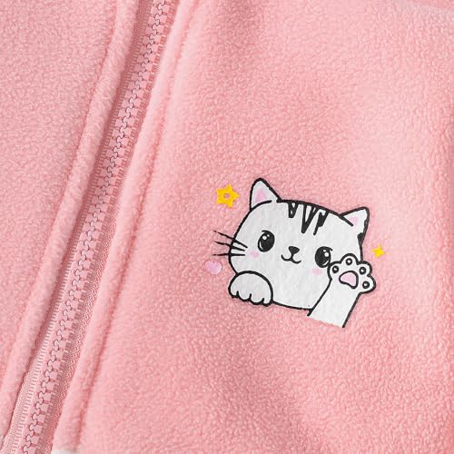 Hopscotch Girls Full Sleeves Pink Kitty High-Neck Fleece Jacket For Ages (4-5 Years) - Image 3