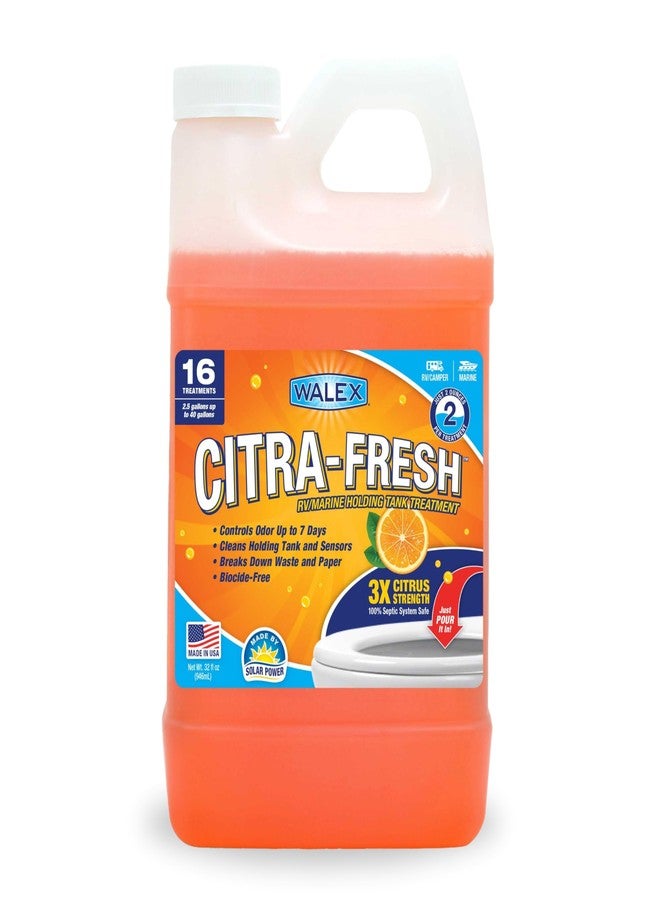 Walex Citra-Fresh Liquid Holding Tank Treatment For Rv, Camper & Marine - Black Water Deodorizer Rapid Breakdown Of Waste Toilet Paper, Biocide-Free, Septic Safe, 32Oz - Image 1