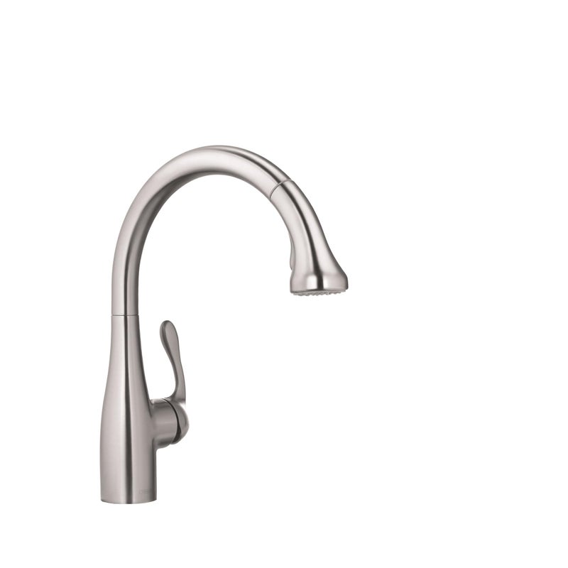 hansgrohe Allegro E Gourmet Stainless Steel High Arc Kitchen Faucet Kitchen Faucets with Pull Down Sprayer Faucet for Kitchen Sink Magnetic Docking Spray Head Stainless Steel Optic 04066860