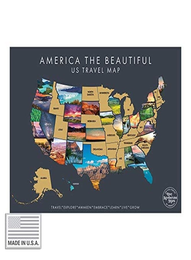 Epic Adventure Maps خريطة أمريكا الجميلة القابلة للخدش - ملصق سفر تفاعلي قابل للخدش يكشف عن صور طبيعية خلابة لكل ولاية من الولايات الخمسين - ملصق سفر - هدية رائعة للمغامرين (رمادي) - Image 1