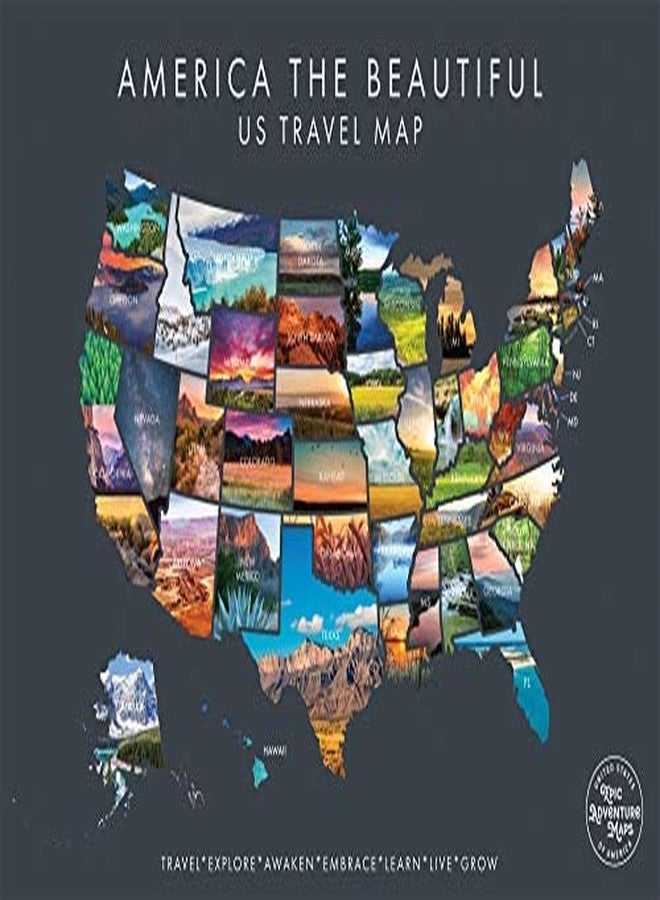 Epic Adventure Maps خريطة أمريكا الجميلة القابلة للخدش - ملصق سفر تفاعلي قابل للخدش يكشف عن صور طبيعية خلابة لكل ولاية من الولايات الخمسين - ملصق سفر - هدية رائعة للمغامرين (رمادي) - Image 2