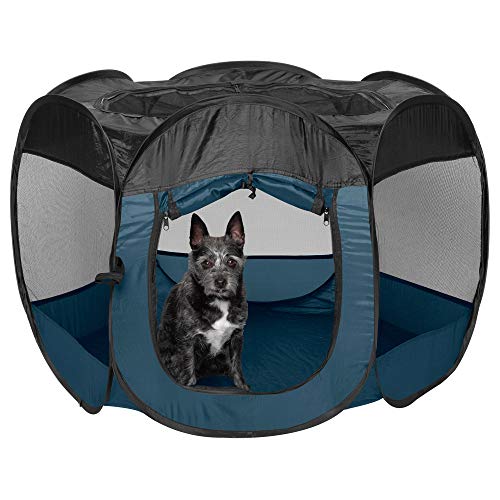 Furhaven Portable Dog Playpen Cat Tent Pet playgroundKennel foldable indoor outdoor zippered puppy crate Sailor Blue Small - Image 1