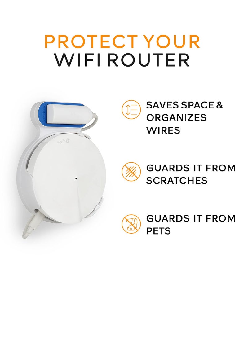 Wall Mount Bracket for WiFi Router, Easy-to-Install Deco Holder Cable and Power Line Storage Boxes for Tp Link Deco M5, Without Messy Wires or Screws, White - Image 2