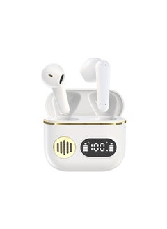 TWS Bluetooth Wireless Headset With Digital Display Semi-In-Ear,Noise Cancelling Waterproof,Beautiful And Fashionable,Sports Business,Work,Driving,White
