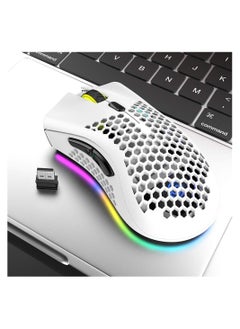 دوبكارت ماوس ألعاب لاسلكي مع تصميم مريح DPI قابل للتعديل لأجهزة الكمبيوتر المحمول المكتبية أبيض/فضي  - Image 3