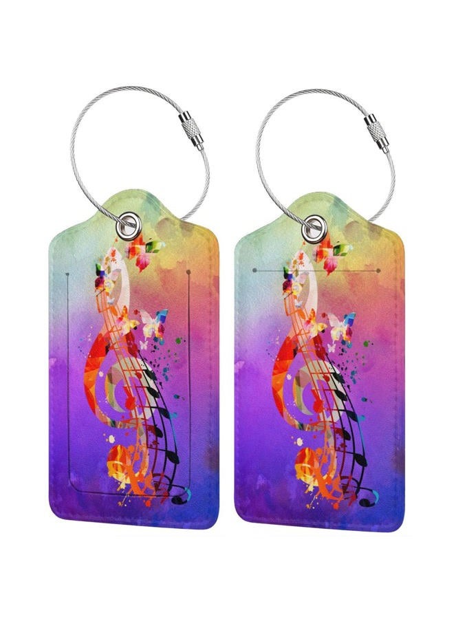 Yilad Music Note Luggage Tags Set of 2 Leather Stainless Steel Loop Label Tag for Travel Bag Suitcase - Image 1