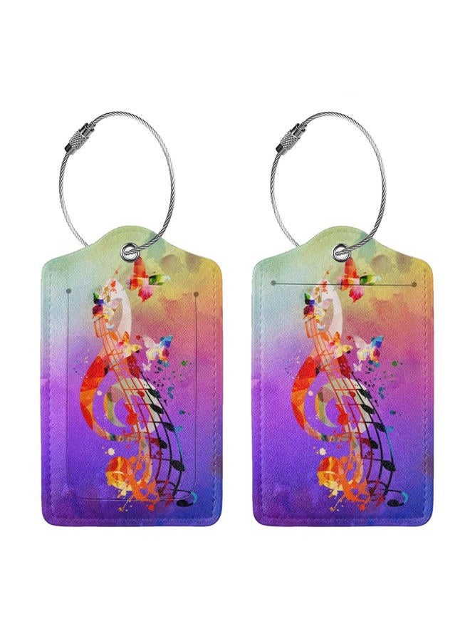 Yilad Music Note Luggage Tags Set of 2 Leather Stainless Steel Loop Label Tag for Travel Bag Suitcase - Image 3