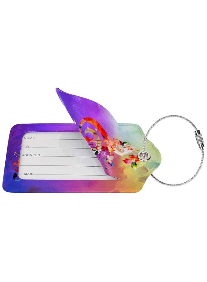 Yilad Music Note Luggage Tags Set of 2 Leather Stainless Steel Loop Label Tag for Travel Bag Suitcase - Image 2