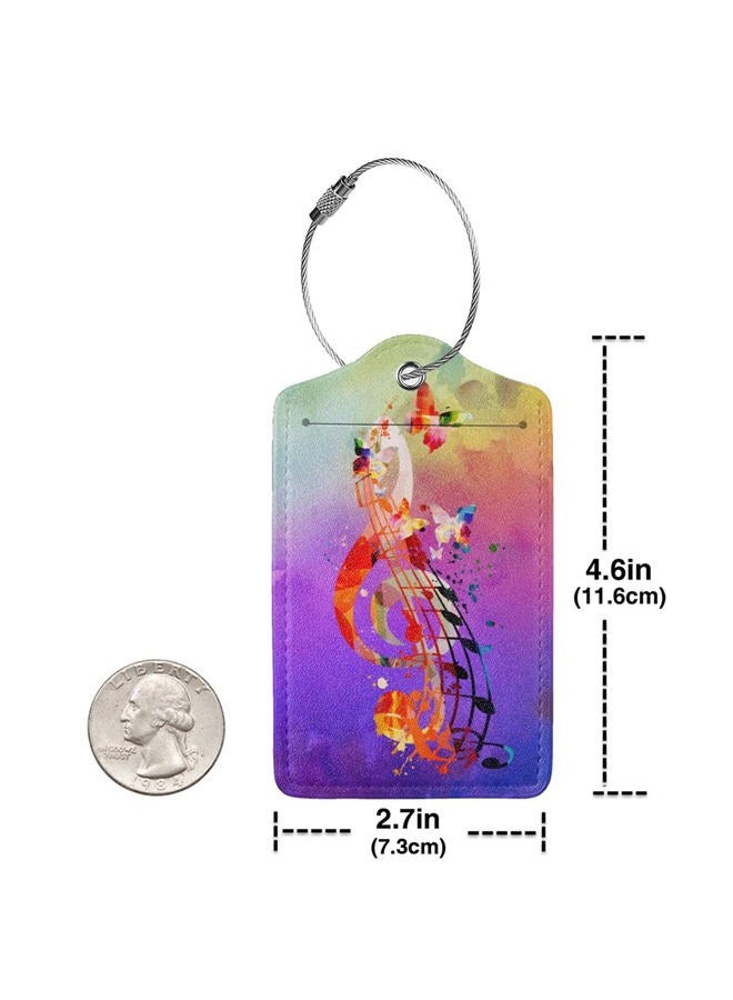 Yilad Music Note Luggage Tags Set of 2 Leather Stainless Steel Loop Label Tag for Travel Bag Suitcase - Image 4
