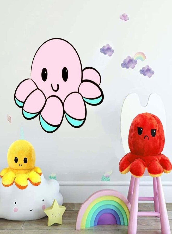 Gulfdealz Octopus Plush Toy for Girls Boys Kids Double-Sided Reversible Octopus Plush Octopus Reversible Plushie Baby Toys Kids Toys Soft Toys (Yellow-Red) - Image 5