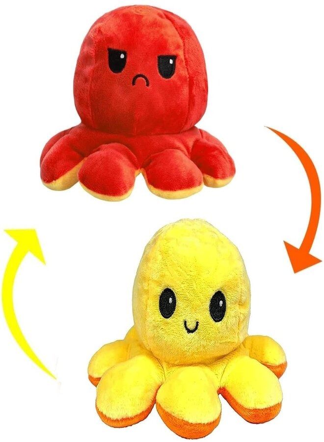 Gulfdealz Octopus Plush Toy for Girls Boys Kids Double-Sided Reversible Octopus Plush Octopus Reversible Plushie Baby Toys Kids Toys Soft Toys (Yellow-Red) - Image 1