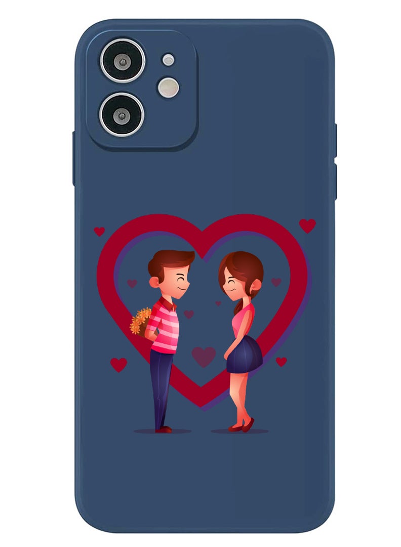 Theodor Protective Slim Fit Case Liquid Silicone Cover with Full Body Protection Anti-Scratch Shockproof Case For iPhone 12 Blue  - Lovers - Image 1