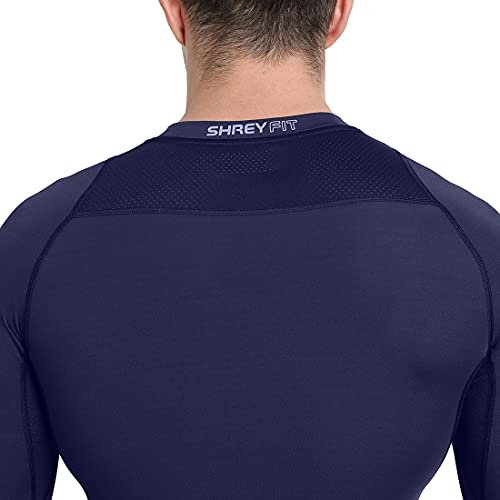 SHREY Intense Compression L/S Top Compression Top Full Sleeve Tights T-Shirt for Sports (L, Navy) - Image 3