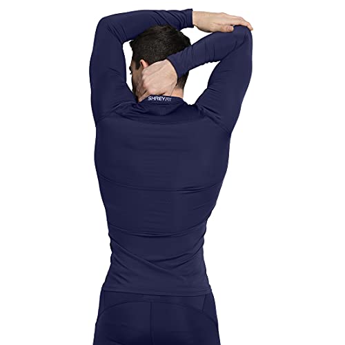 SHREY Intense Compression L/S Top Compression Top Full Sleeve Tights T-Shirt for Sports (L, Navy) - Image 2