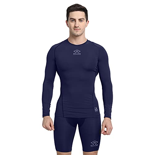 SHREY Intense Compression L/S Top Compression Top Full Sleeve Tights T-Shirt for Sports (L, Navy) - Image 1
