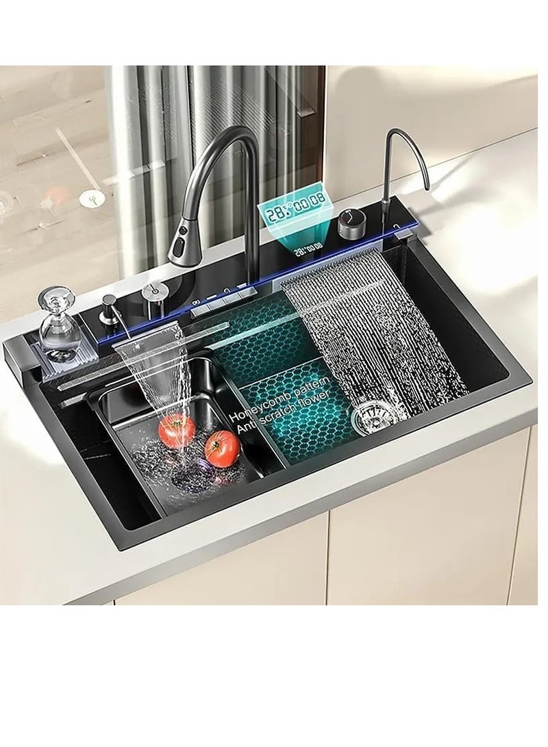 NOVEX حوض مطبخ واهل رقمي مع غسالة أكواب، موزع صابون، موزع شلال مطر طائر، تحكمات على السطح، إلخ حوض مطبخ محطة عمل - Image 1