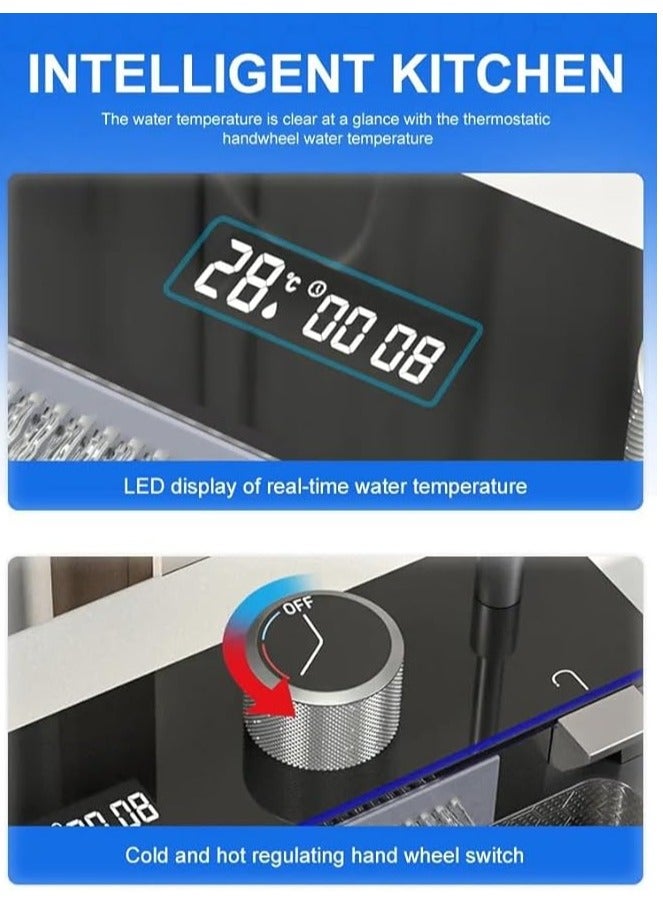 NOVEX حوض مطبخ واهل رقمي مع غسالة أكواب، موزع صابون، موزع شلال مطر طائر، تحكمات على السطح، إلخ حوض مطبخ محطة عمل - Image 2