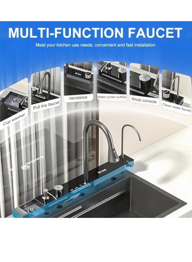 NOVEX حوض مطبخ واهل رقمي مع غسالة أكواب، موزع صابون، موزع شلال مطر طائر، تحكمات على السطح، إلخ حوض مطبخ محطة عمل - Image 3