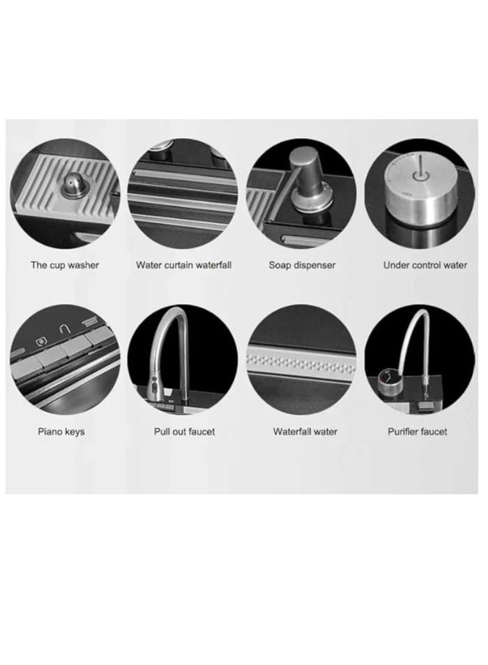 NOVEX حوض مطبخ واهل رقمي مع غسالة أكواب، موزع صابون، موزع شلال مطر طائر، تحكمات على السطح، إلخ حوض مطبخ محطة عمل - Image 5