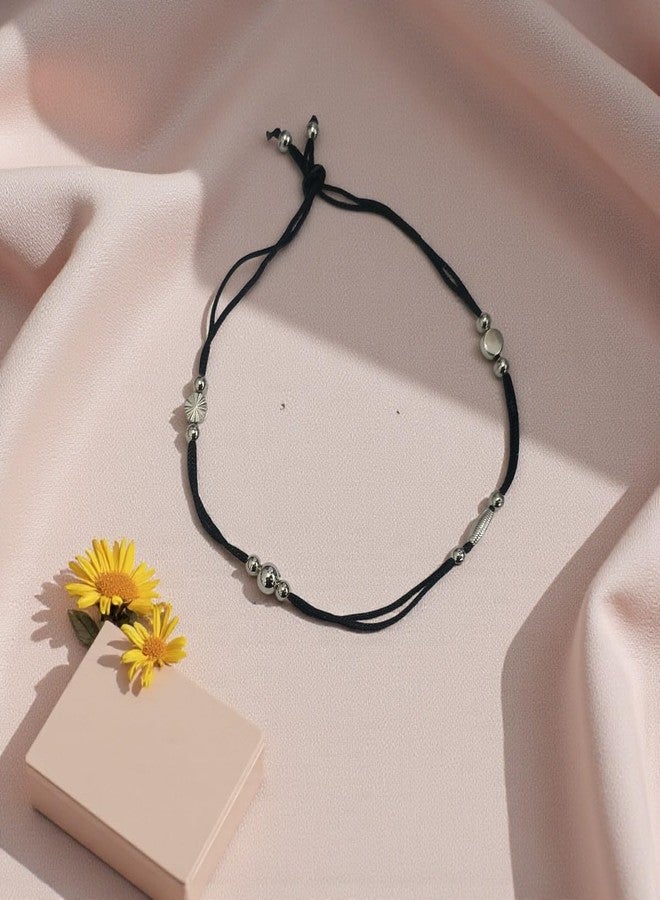 ACCESSHER Women, Men, Girls & Boys Evil Eye Plain Black Thread Adjustable Nazariya Anklet Handmade Cotton Thread Foot Bracelet Nazar Protection Jewellery for Gift - Image 4