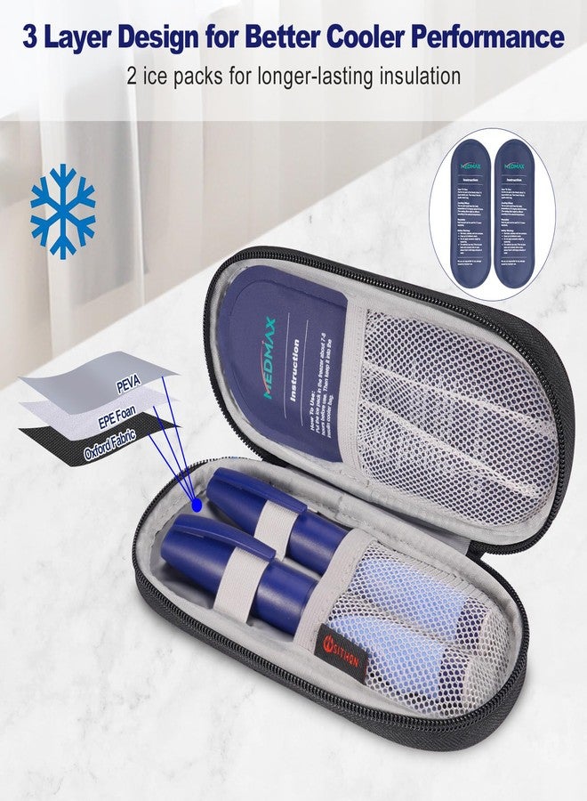 MEDMAX Insulin Pen Cooler Travel Case with 2 Reusable TSA Approved Ice Packs - Portable Insulated Diabetic Medication Organizer Carrying Cooling Bag for Insulin Pen and Other Diabetic Supplies - Image 2